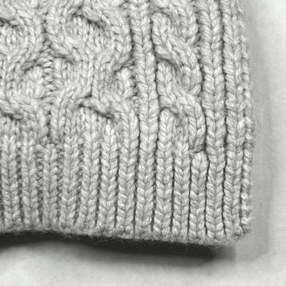 Fisherman Chunky Cable Knit Wool Alpaca Scarf in Light Grey Soft Unisex - NWOT